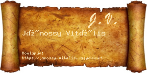 Jánossy Vitális névjegykártya